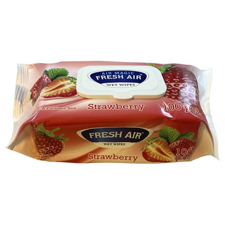 Fresh Air vlhčené ubrousky 100 ks klip jahoda