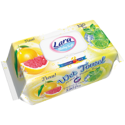 LARA vlhčené ubrousky 120 ks klip Grapefruit & Lemon